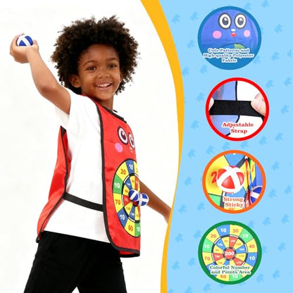 Sticky Ball Vest for Dodgeball Game, 6-Players Set 6 Target Vests | 48 Sticky Balls, Promotes 3+Kids Active Screen-Free, Dodge Tag Game, Indoor and Outside Running Games, Team Game Play