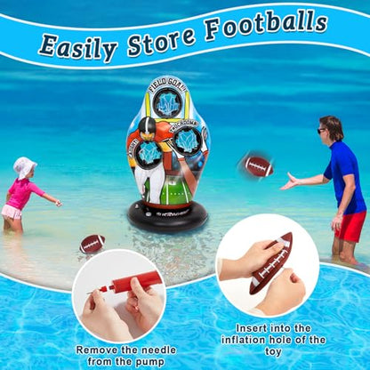Justforjoyful Pool Football Games for Kids Water Inflatable Football Target Floats Swimming Toss Throwing Training Game for Summer Party Beach Outdoor Indoor Yard Family Birthday Gift