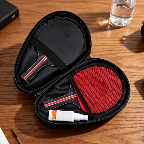 Table Tennis Paddle Cover | Waterproof Hard Storage Case,Adjustable Strap Table Tennis Bat Protector with Ball Compartment - for Equipment Accessories Gym Sports Athlete Men Women Travel
