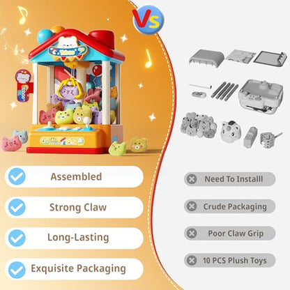 Mini Claw Machine for Kids, Toy Claw Machines Include Plush Prizes, Vending Machines Toys for Girls 4 5 6 7 8, Kids Arcade Game with Adjustable Sound, Birthday Gift for 3 4 5 6 Year Old Boy Girl