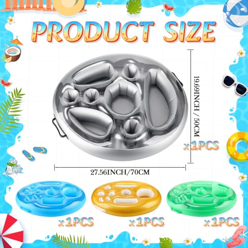 4 Pcs Inflatable Floating Drink Holder for Pool Party Drink Tray Holders with Storage Holes Portable Water Float Caddy for Summer Beach Beverages Wine Fruits Pool Parties