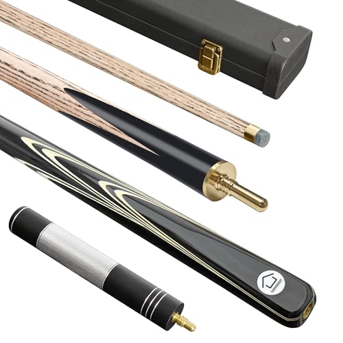 HomeSeason 57inch Snooker Cue Stick 18oz 3/4 Jointed Pool Cue, with Extension, Cue Case, Durable Ash Wood and Red Maple Construction Billiards Cue - color: HSS14