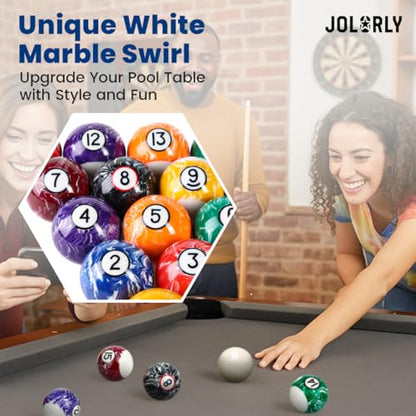 Pool Balls Billiard Set – 2-1/4" Regulation Size, 6 oz Professional Weight, AAA Grade Pure Resin, Pool Table Balls for Tournament, Bar, Game Room & Gifts - style: White Marble Swirl