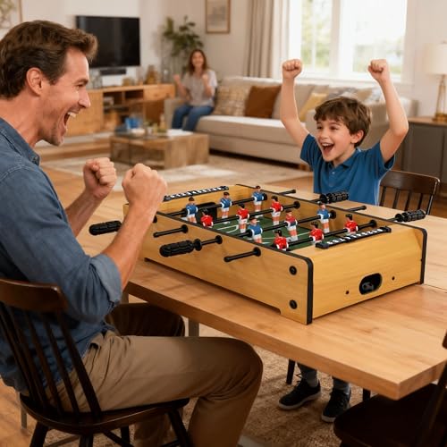 20 Inch Mini Tabletop Foosball Game Set, Table Football, Tabletop Football Games, Durable Soccer Kit for Adults, Children, Families and Playrooms, Easy to Store