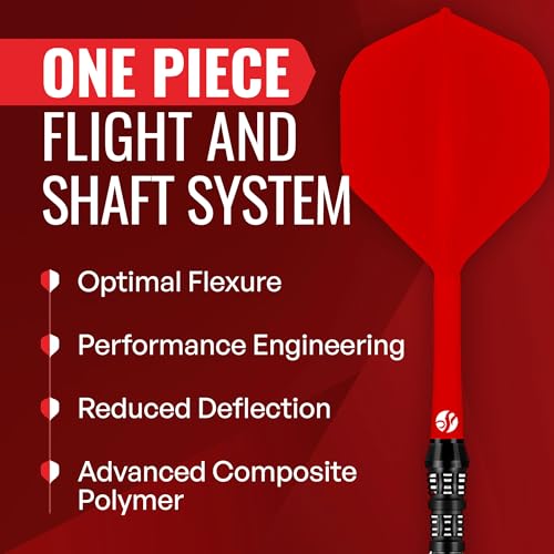 Shot! Darts Flight Deck One Piece Dart Flight and Shaft System, Reduced Deflections, Standard Shaped Flight (350 Micron) Available in Set of 3 - color: Red, size: Inbetween