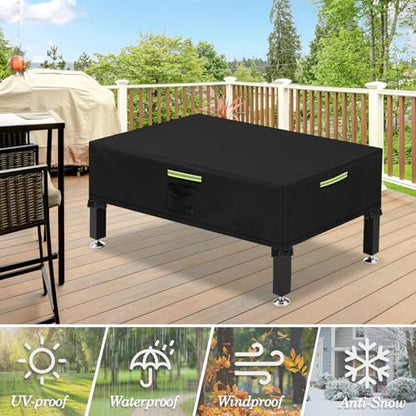 Klmnop Foosball Table Cover, 420D Waterproof & Dustproof Soccer Table Cover with 4 Windproof Buckles, 4 Reflective Strip Handles, Air Vent, Foosball Tables Protection Outdoor/Indoor UV Resistant