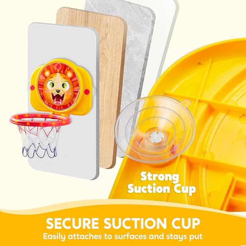 SYNCFUN Mini Basketball Hoop LED Scoring Indoor Hoop with 2 Balls, Indoor Adjustable Height Basketball Hoop, Space-Saving, Christmas Birthday Gifts Toy for Boy Girl Over 18 Months - style: Lion