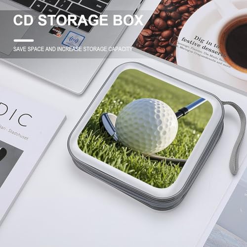 Golf Ball CD Case 40 Sheets Capacity DVD Storage Bag Cute Portable Zipper DVD Case Holder Large Capacity CD Wallet for Car Home Office Games Disc Audio Music