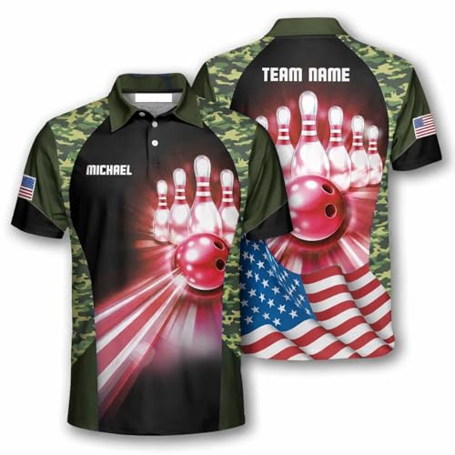 GABITA Personalized Bowling Jerseys for Men, Custom Bowling Polo Shirt, Bowling Shirts Gift for Bowler Team Player - color: A65
