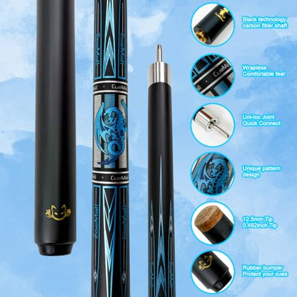 CueMall 58" 2-Piece Billiard Pool Cue Sticks,12.5mm Fiberglass Graphite Composite Billiard Cue Sticks,19oz Pool Sticks Tacos de billar for Adults Men/Women, House or Commercial/Bar Use - color: CueMall-H