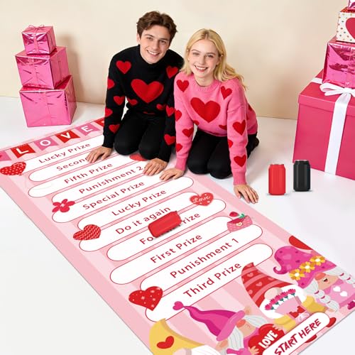 gisgfim Can Rolling Game Props Party Games Roll The Can Challenge Raffle Set for Adults Family Classroom Gatherings Birthday Party Supplies Activities Gifts Indoor Outdoor Holiday Prizes(Valentine) - style: Valentine