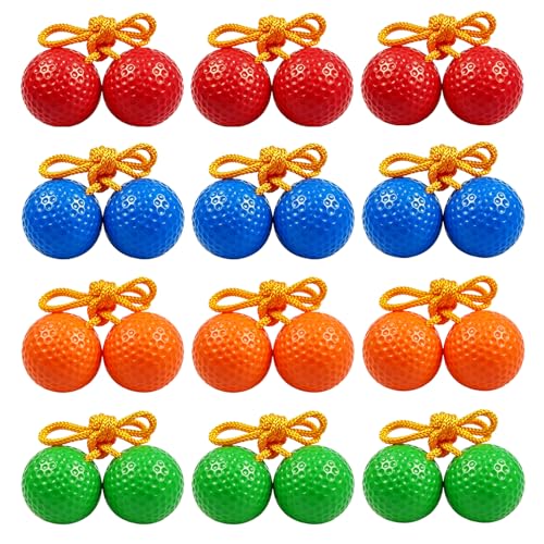12 Pack Ladder Balls Ladder Toss Balls Ladder Ball Replacement Balls with Storage Bag for Toss Match (red Blue Orange Green)