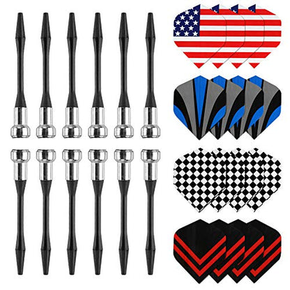Accmor Magnetic Darts, 12pcs Replacement Magnet Darts Plastic Darts for Dartboard - color: Black Blue Red-Geometry