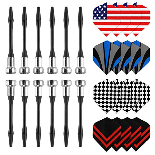 Accmor Magnetic Darts, 12pcs Replacement Magnet Darts Plastic Darts for Dartboard - color: Black Blue Red-Geometry