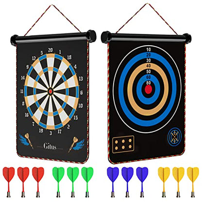 Gitus Magnetic Dart Board Indoor Outdoor Games for Kids with 12 Darts, Gifts for Teenage Boys Teen Boy Gift Ideas Gifts for Boys 8 9 10 11 12 13 14 Years Old Game Room Decor