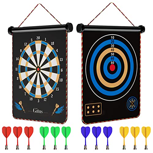 Gitus Magnetic Dart Board Indoor Outdoor Games for Kids with 12 Darts, Gifts for Teenage Boys Teen Boy Gift Ideas Gifts for Boys 8 9 10 11 12 13 14 Years Old Game Room Decor