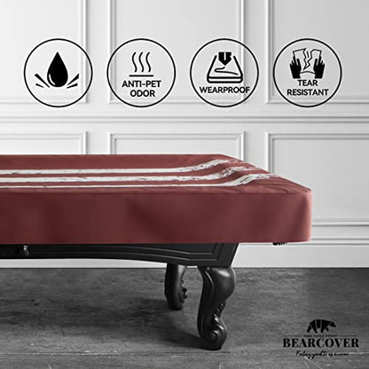 Pool Table Cover, Waterproof Indoor/Outdoor Heavy Leatherette Pool Table Accessories, Billiards Accessories for Protecting Felt, 7/8/9 Feet Fitted Billiard Covers Red & Blue(8FT/OG.)