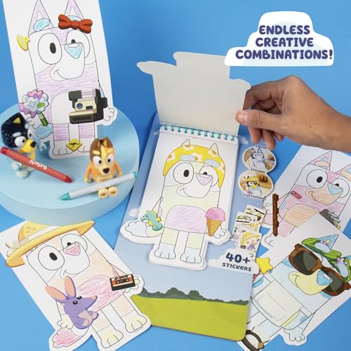 Bluey Sticker Activity Book, Includes 40 Stickers, Crayons, 2-in-1 Coloring & Sticker Book, Bluey Toys, Stickers for Kids, 5 Year Old Girl Gift, Coloring Books for Kids Ages 4-8, Toys & Games - style: Bluey Sticker Activity