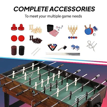 PEXMOR 10-in-1 Multi Game Set for Adults and Family, 48" Game Table with Hockey, Foosball, Pool, Ping Pong, Shuffleboard, Chess, Checkers, Bowling, Backgammon