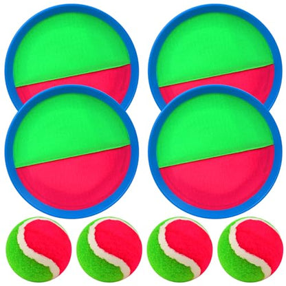 Toss and Catch Ball Set, Paddle Catch Ball and Toss Game for Kids, Great Beach Games/Backyard Games/Outdoor Games for Kids and Family - size: 4 Paddles, 4 Balls