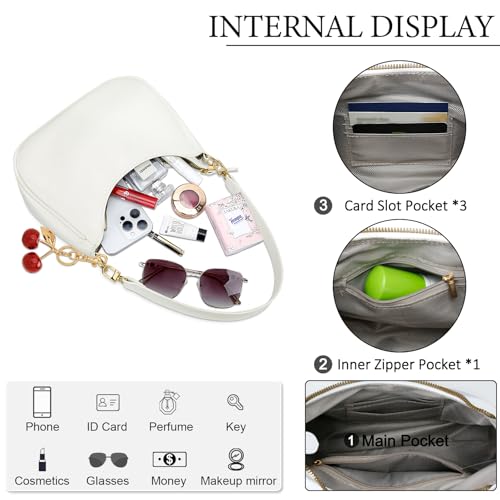 KKXIU Shoulder Bag for Women Cute Hobo Purses and Handbags Retro Clutch Underarm Purse | Cute - color: C-white