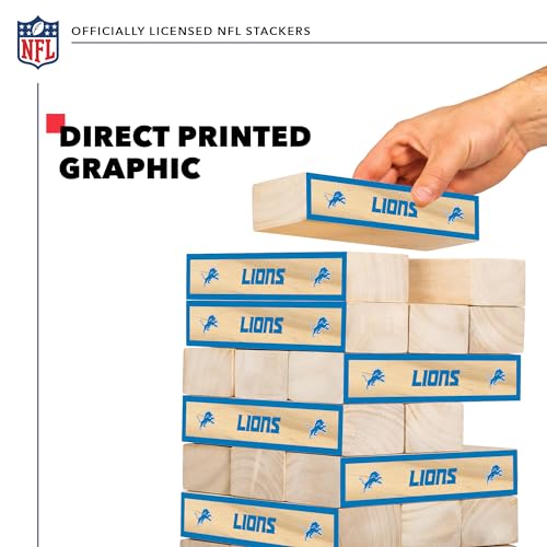 Wild Sports NFL Giant Stacking Wooden Blocks – Tumbling Tower Classic Family Game Stacks – Great Gift for Any Football Fan! - color: Detroit Lions