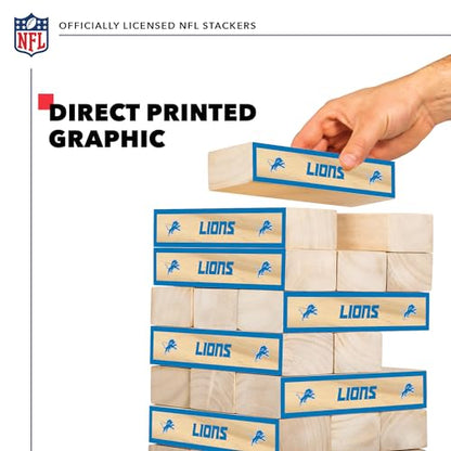 Wild Sports NFL Giant Stacking Wooden Blocks – Tumbling Tower Classic Family Game Stacks – Great Gift for Any Football Fan! - color: Detroit Lions
