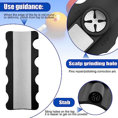 5 in 1 of Pool Cue Tip Shaper, Cue Tip Shaper, Pool Cue Accessories for Rapid Repair Cue Tip