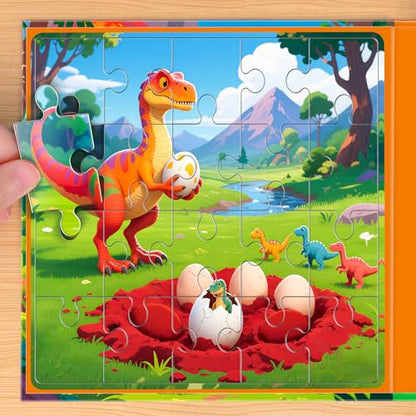 3 in 1 Magnetic Dinosaur Puzzles for Kids Ages 3-5, 3x20 Pieces Puzzles for Toddlers 4-6, Car Airplane Road Trip Activities Magnet Games Toys for 3 4 5 6 Year Old Boys - style: Dinosaurs 60Pcs