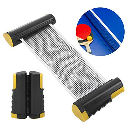 Retractable Table Tennis Net Rack, Portable Plastic Polyester Cotton, Telescopic Length up to 170cm669inch/., Install Spring Clamp System, Stable on - color: Yellow and black on the wavy side