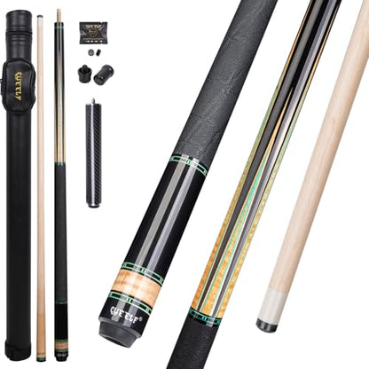 CUEELF Professional Pool Cue Stick – Handmade, Low Deflection | Solid Brass Joint Low Deflection Shaft 12.5mm Pro Tip & Inlay Ring Leather Non-Slip Wrap Precision Balanced - color: CJ-SH-03