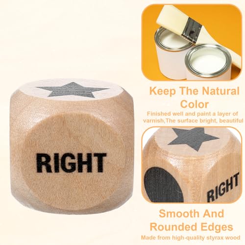6 Pcs Left Right Center Game Dice 1 Inch Wooden Dice with Drawstring Bag Convenient Easy to Store Carry Around Set Accessorie for Family Travel Indoor Outdoor