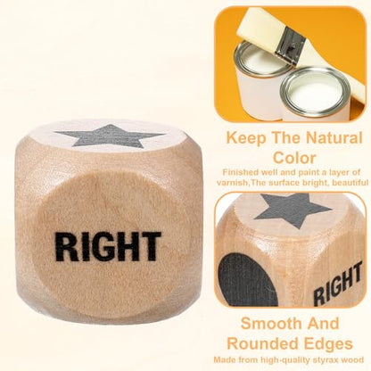 6 Pcs Left Right Center Game Dice 1 Inch Wooden Dice with Drawstring Bag Convenient Easy to Store Carry Around Set Accessorie for Family Travel Indoor Outdoor