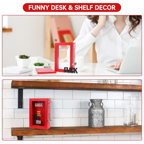 Very Last Fuck Emergency Box Funny Gag Gifts for Men Women | Funny White Elephant Gifts for Adults & Christmas Stocking Stuffers, In Case of Emergency Break Glass Wood Box Desk Decor - style: F Emergency Box