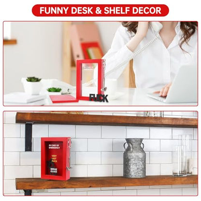 Very Last Fuck Emergency Box Funny Gag Gifts for Men Women | Funny White Elephant Gifts for Adults & Christmas Stocking Stuffers, In Case of Emergency Break Glass Wood Box Desk Decor - style: F Emergency Box