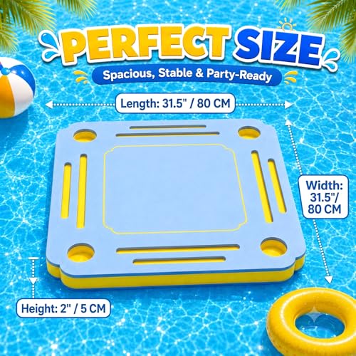 Floating Mahjong Table for Pool, EVA Foam Waterproof Pool Mahjong Table Floating Game Table for Swimming Pool, Hot Tub, Double-Sided Mahjong Domino & Card Games for Adults