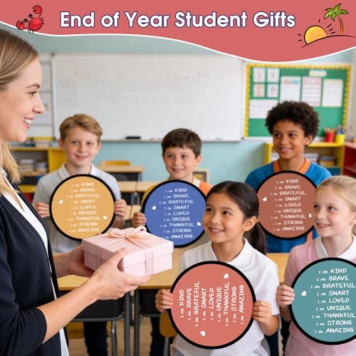 End of the Year Gifts for Students Bulk Foldable Flying Disc Fans Set with Stickers Bags, End of Year Student Gifts from Teacher Beach Fun Folding Pocket Hand Fans for Outdoor Activities Games - style: 32 Pcs Inspirational Flying Disc Fans-E