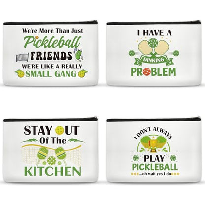4 Pcs Pickleball Gifts Makeup Bags Dink Ball Bags for or Women Men Cosmetic Bag Christmas Gifts for Women Girls Zipper Canvas Toiletry Bag - style: Pickleball