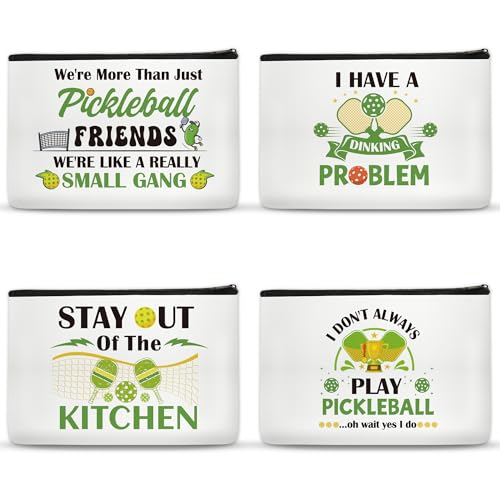 4 Pcs Pickleball Gifts Makeup Bags Dink Ball Bags for or Women Men Cosmetic Bag Christmas Gifts for Women Girls Zipper Canvas Toiletry Bag - style: Pickleball