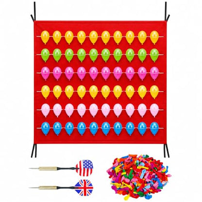 Balloon Dart Board, Carnival Fair Balloon Pop Game, Balloon Dart Game Board Set with 2 Darts & 500 Balloons, Classic Target Game for Birthday Parties, Carnivals (Straight)