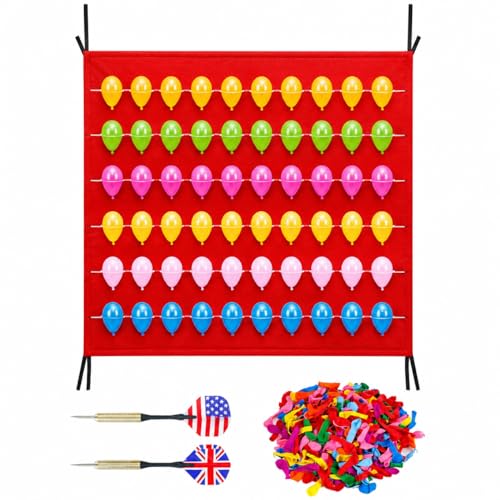 Balloon Dart Board, Carnival Fair Balloon Pop Game, Balloon Dart Game Board Set with 2 Darts & 500 Balloons, Classic Target Game for Birthday Parties, Carnivals (Straight)