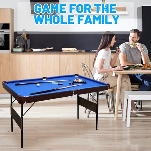 Seydrey 54" Folding Pool Table, Portable Space-Saving Billiard Game Table for Game Room & Office