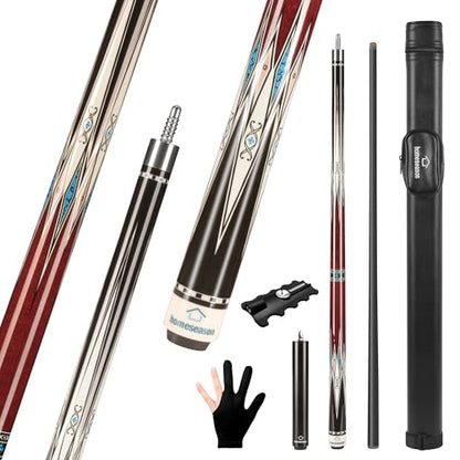 HomeSeason Carbon Fiber Pool Cue 58" with Leather Bag Extender Extension Rod Professional Pool Stick 4-Layer Tip Low Deflection Cue Stick, 3 * 8/8Joint Pin, Ultra-Smooth, Billiard Cue Sticks - color: 18oz with bag