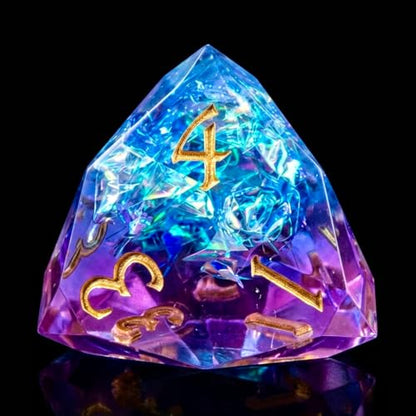 Multifaceted Resin DND Dice Set 7 PCS – Transparent Polyhedral Role Playing Dice for Dungeons & Dragons, Pathfinder, RPG and Tabletop Games(Blue Purple) - color: Multifaceted -Blue Purple