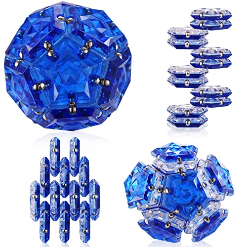 RoomyRoc Magnetic Fidget Sphere Magnets Balls - Crystal Diamond Blue - Magnet Fidgets Toy - 12 Piece Set - Creativity Beyond Imagination, Inspirational, Recreational, Desk Toys for Adults - color: Diamond Blue
