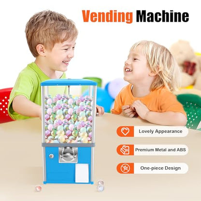Gumball Machine for Kids, 25-Cent Vending Machines, PS Bouncy Balls Dispenser, 1.77-1.97in Huge Load Capacity Coin Operated Gumball Bank, Hold 200 Capsule Toys for Retail/Game Store (Blue) - color: Blue