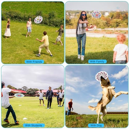 Mototo 108PCS Foldable Flying Disc Fans 8 Inch White Foldable Flying Disc Fan Bulk with Pouch Collapsible Pop up Hand Fan Toy - color: White