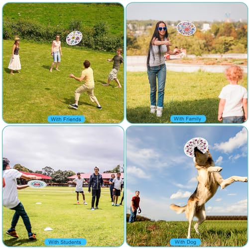 Mototo 36 Pieces Foldable Flying Disc Fans with Bag Folding Pocket Toy Set DIY Creative Gift Handheld Fabric Fan for Fun Party Favors Summer Outdoor Activity Game Halloween, White - color: White