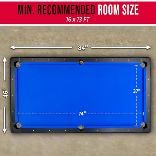 GoSports 6, 7, or 8 ft Billiards Tables - No Assembly, Choose Your Color - Portable Pool Table Includes Full Set of Balls, 2 Cue Sticks, Chalk and Felt Brush - style: 7ft Blue