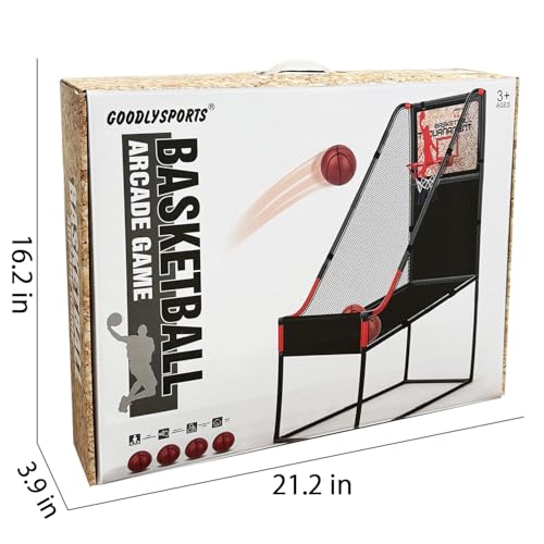 63.7" New Arcade Basketball Game Indoor for Toddlers & Kid 5-7, 8-12 - Basketball Hoop for Kids 3-12 with Wooden Board - Kids Basketball Hoop, Fun Basketball Toys & Gifts for Boys